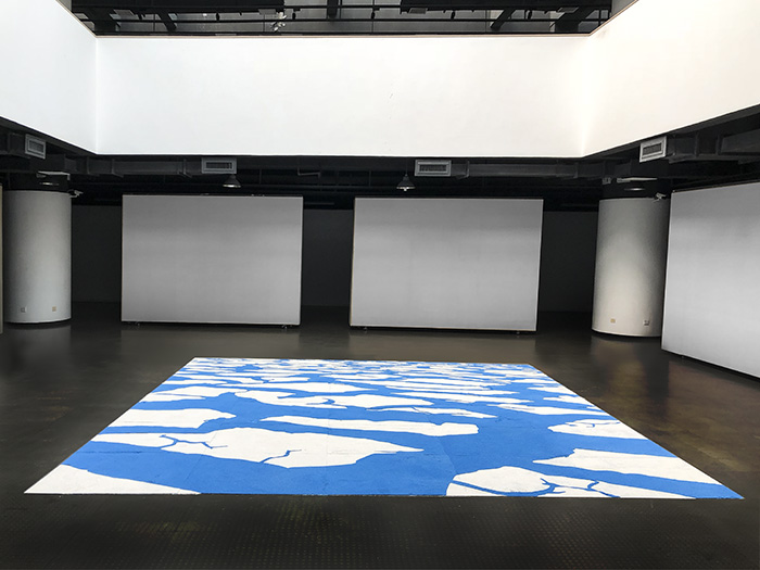 “Floor Shadow Series (Tantamount)” Eye shadow pigment, plexiglass. 2018. TAFA Museum Tianjin, China.